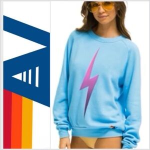 Aviator Nation Bolt Crew Sweatshirt in Sky